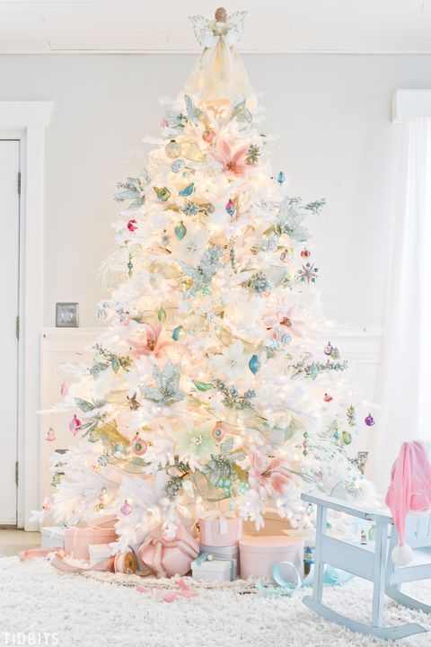 pastel christmas tree ribbon ideas