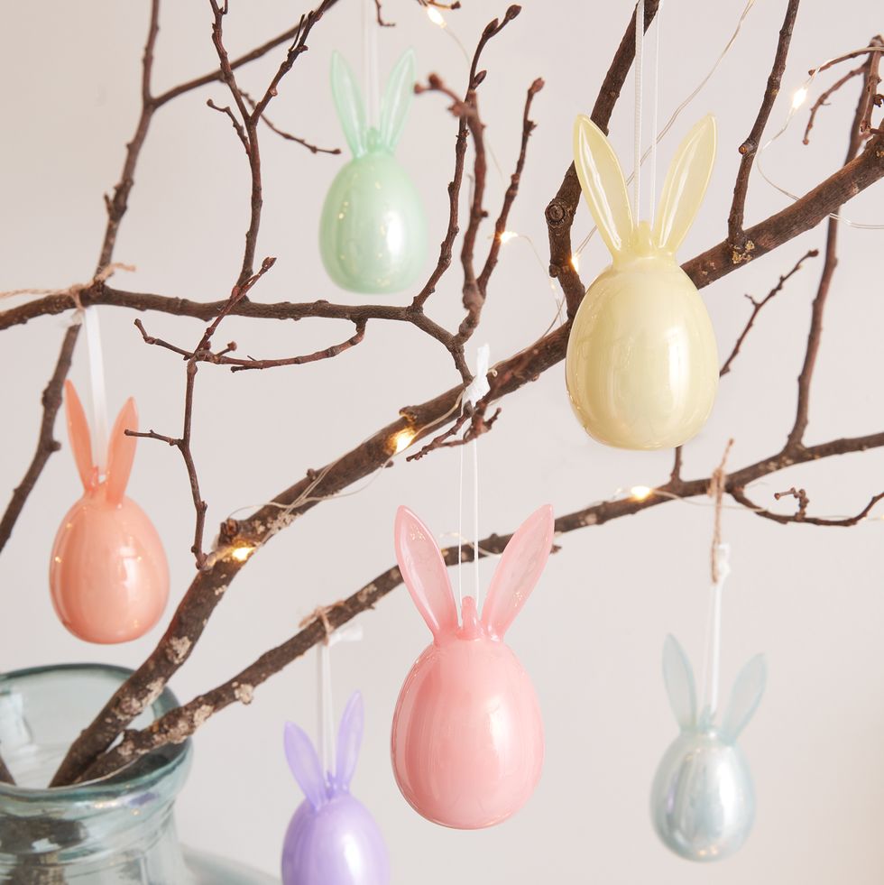pastel glass bunny decorations, lights4fun﻿