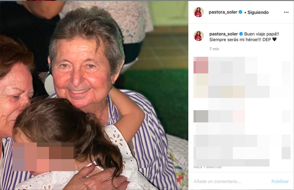pastora soler anuncia la muerte de su padre, josé francisco