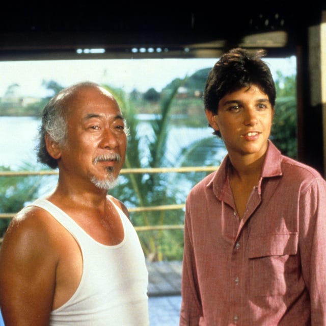 pat morita and ralph macchio in 'the karate kid'