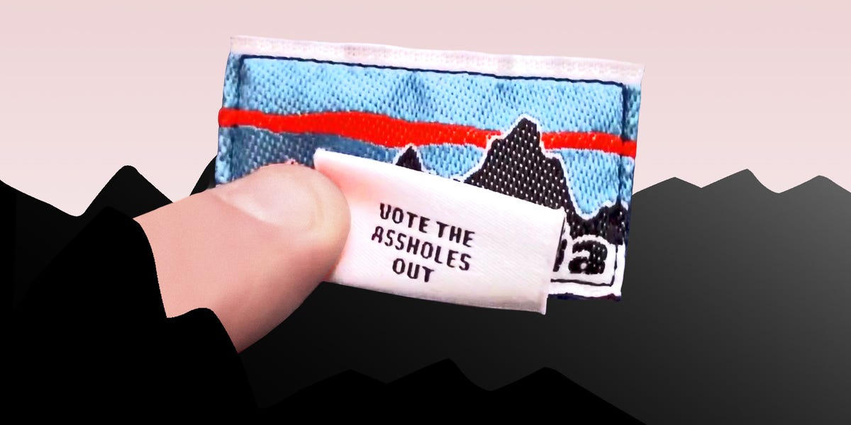 La etiqueta de la Patagonia ‘Vote a los imbéciles’ dirigida al cambio climático que niega a los políticos