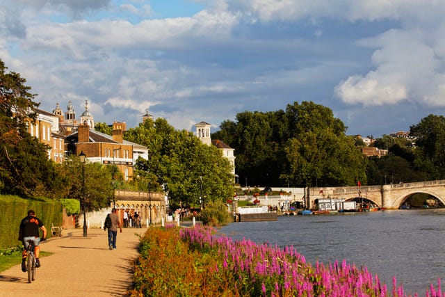 path along river thames in richmond, surrey, england