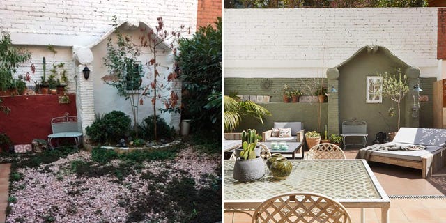 un patio antes y después de la reforma