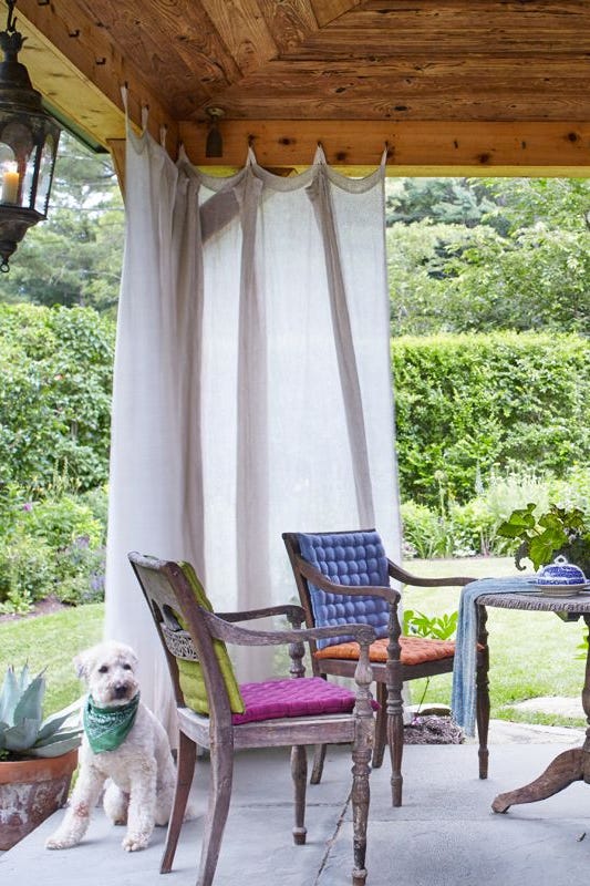 a dog sitting on a patio a dog sitting on a patio
