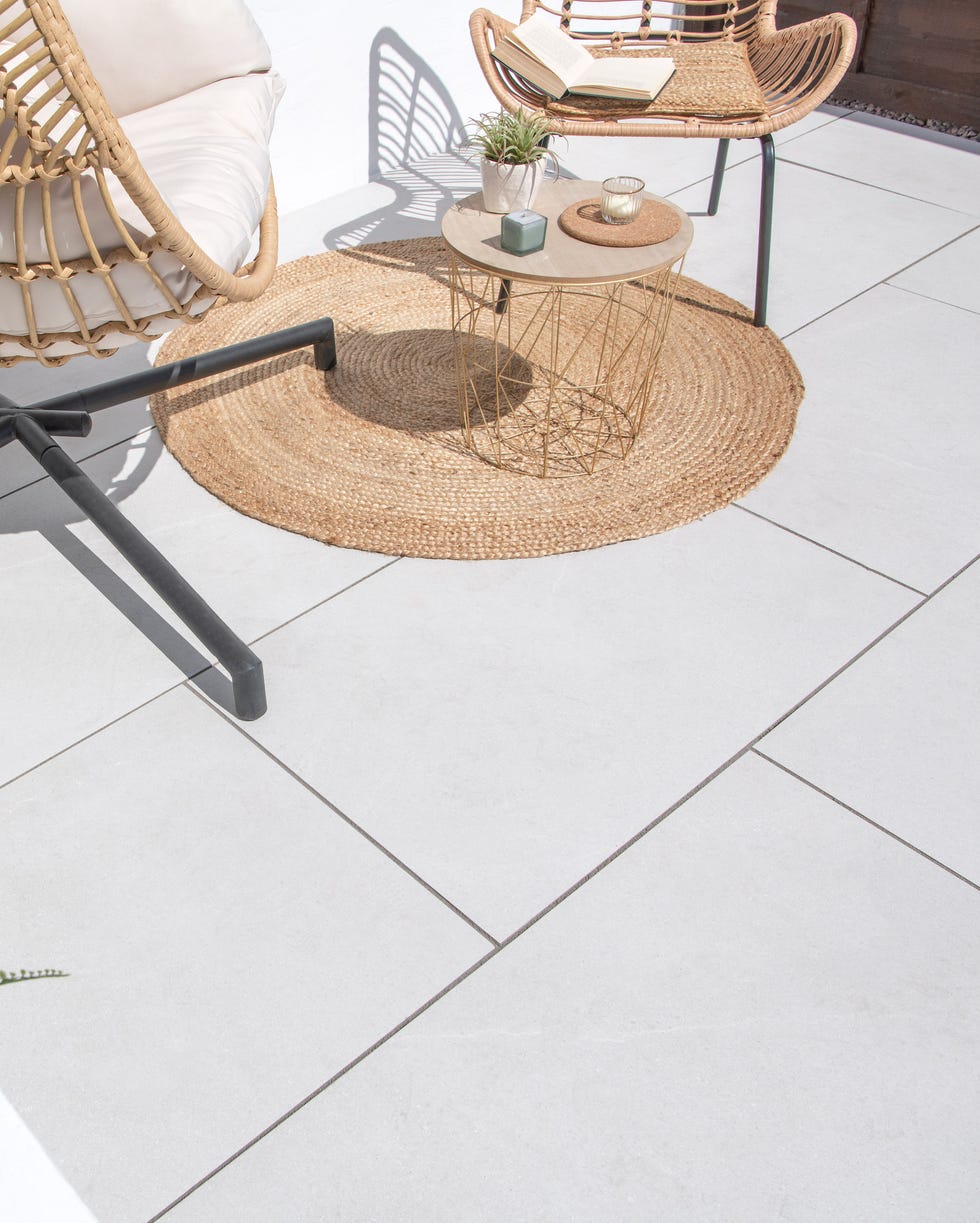 patio ideas bellevue white stone effect large outdoor porcelain slab tile, tile mountain