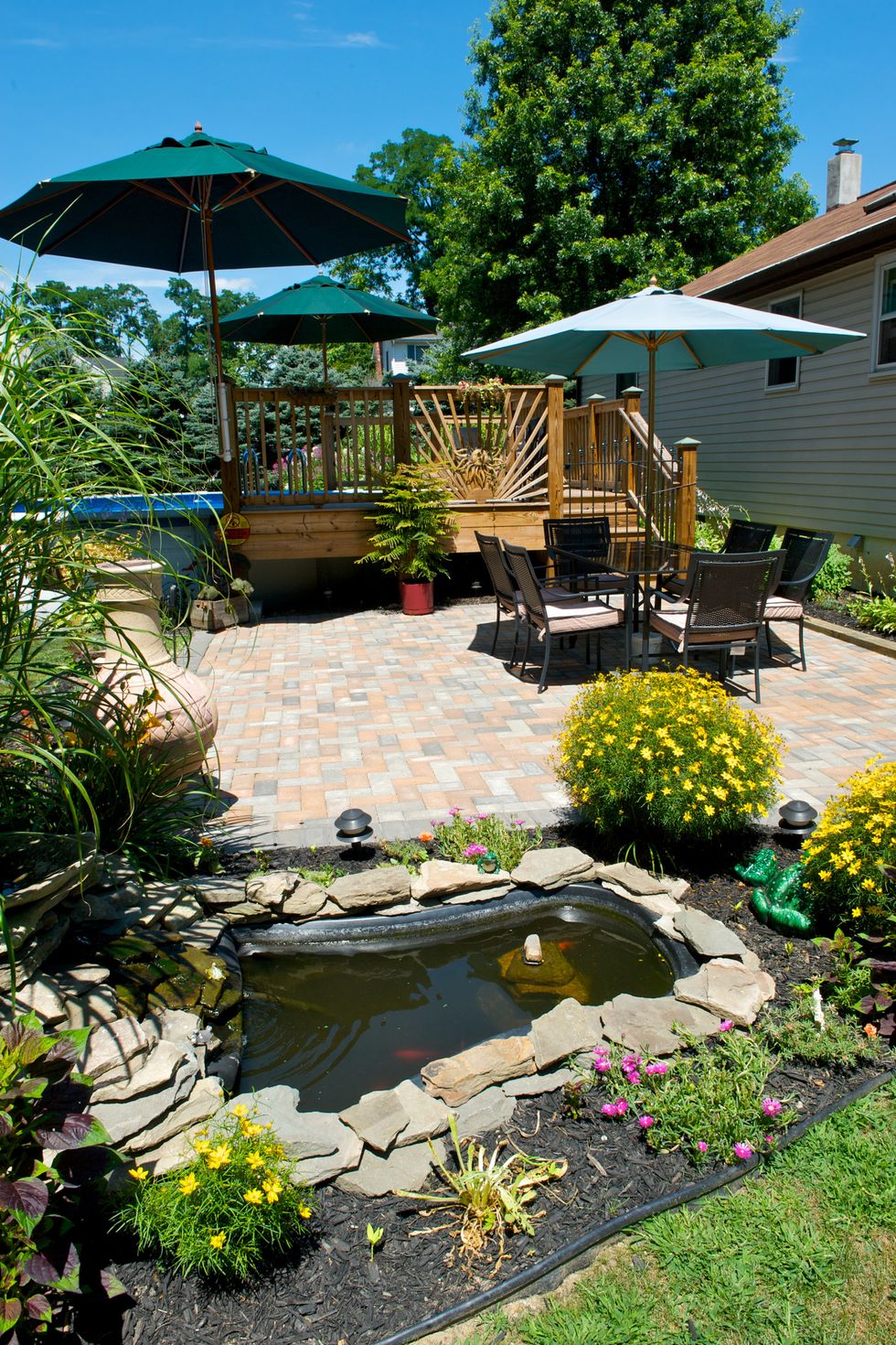 patio garden with small pond