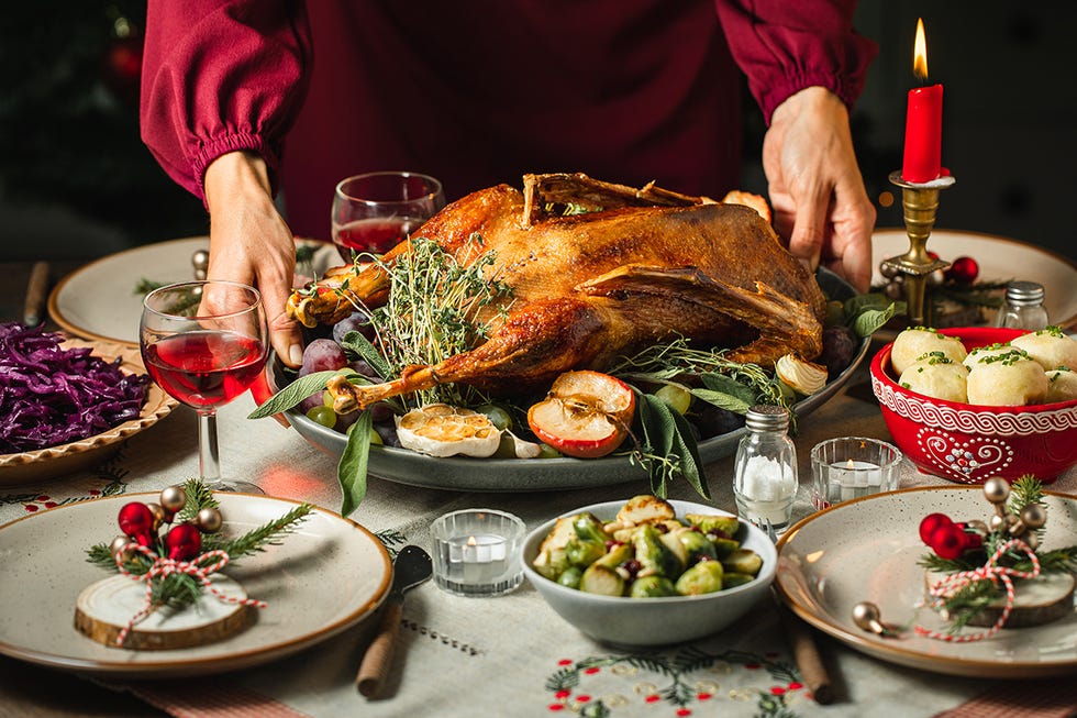 pato asado para la cena de navidad