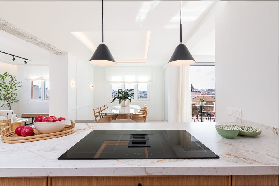 cocina abierta al salón comedor
