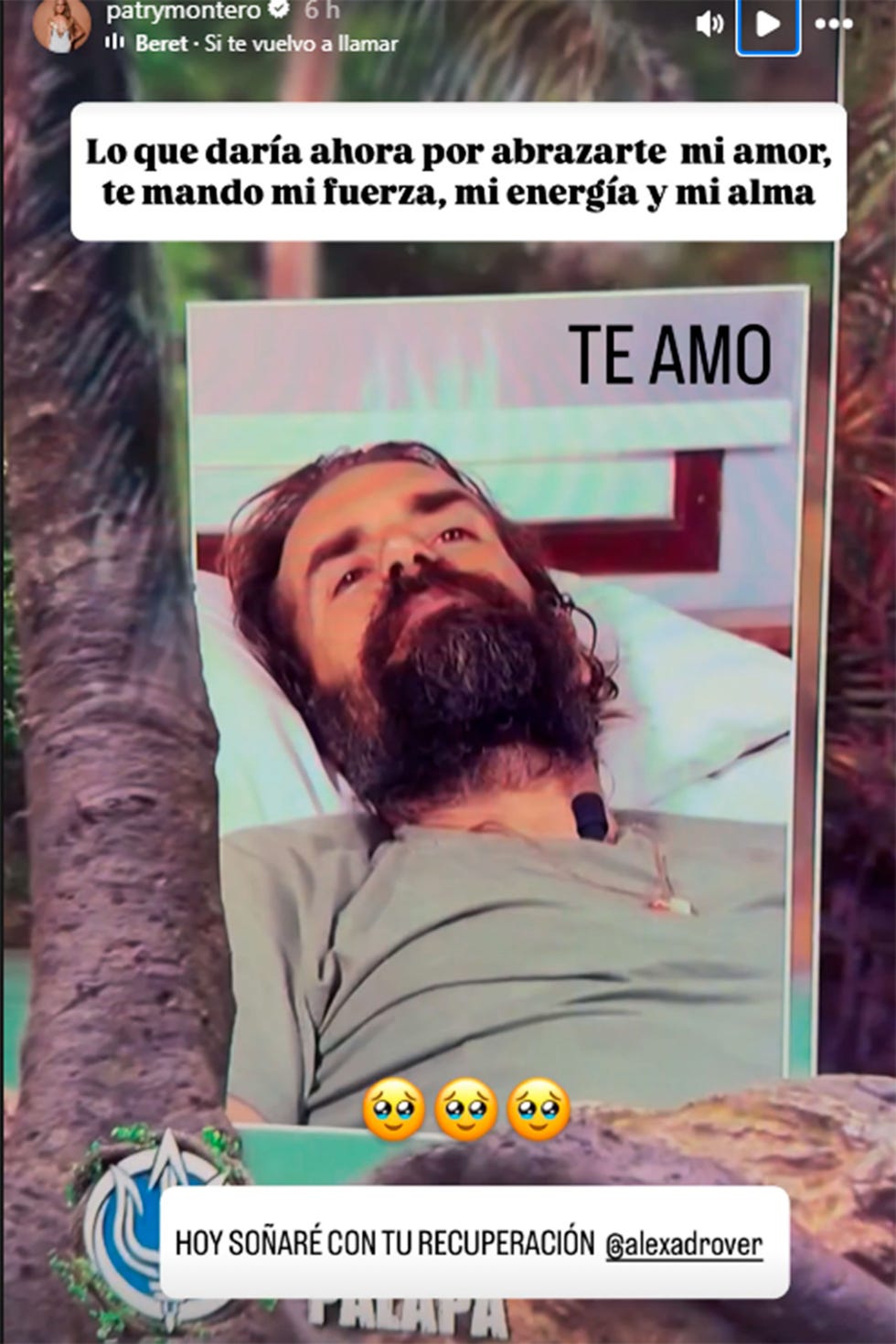 patricia montero comparte un mensaje para su marido alex adrover en supervivientes