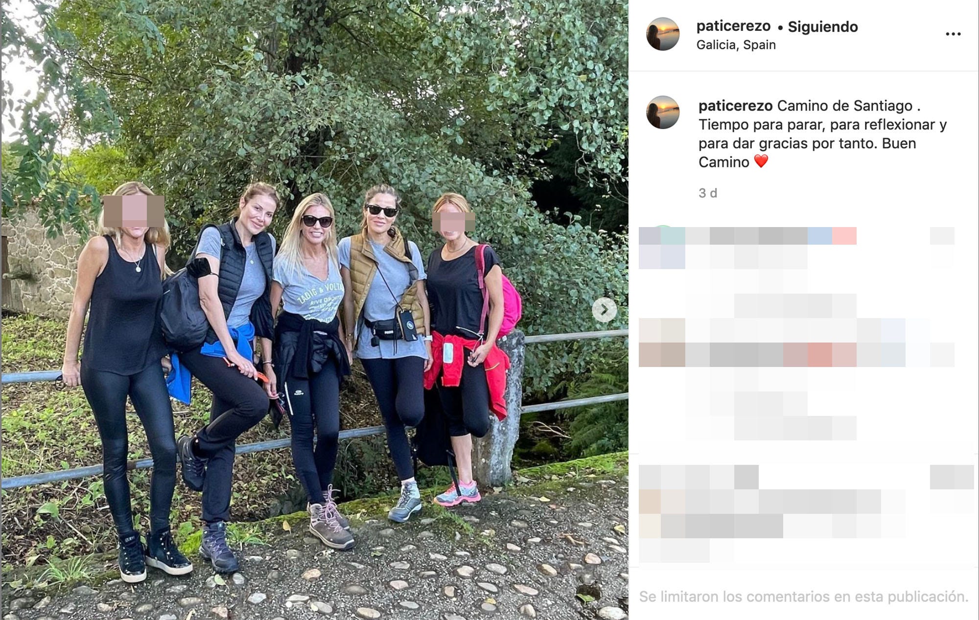 la ex de ramón garcía posa durante el camino de santiago con sus amigas como aneta mijatovic y jaydy michel