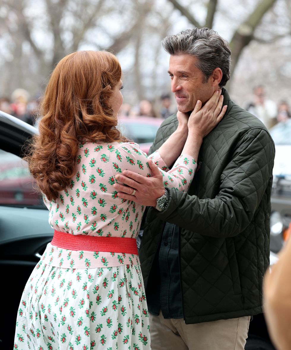 amy adams and patrick dempsey filming disenchanted
