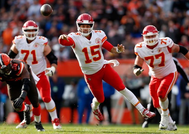 Quarterback Patrick Mahomes of the Kansas City Chiefs throws a