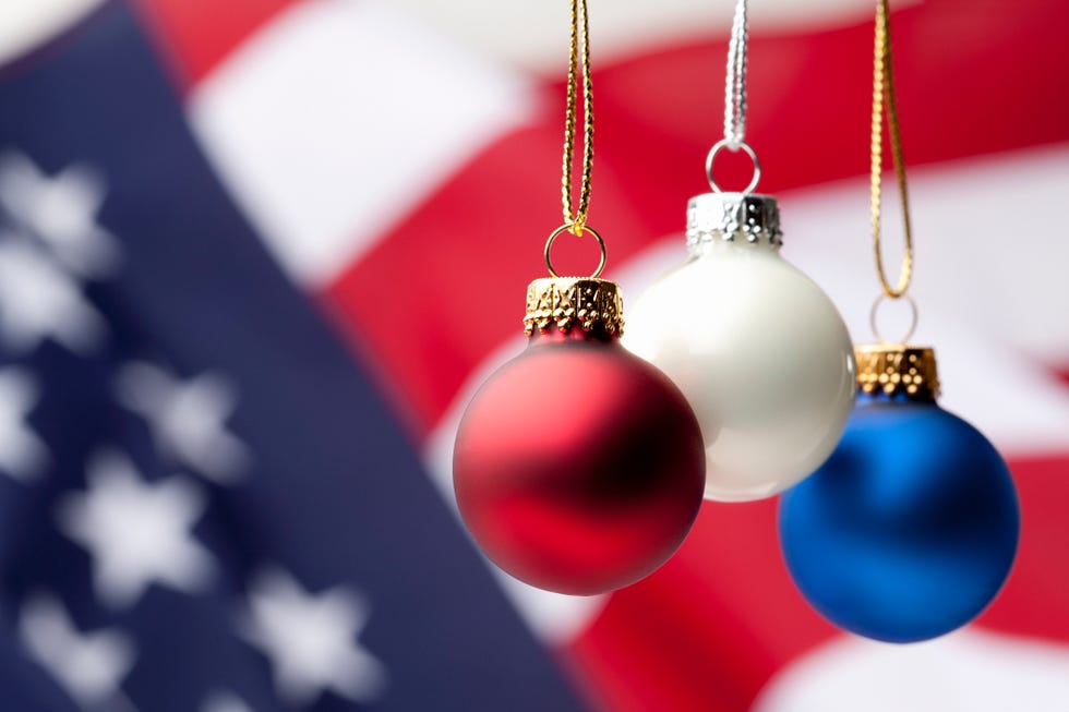 patriotic christmas ornaments and usa flag