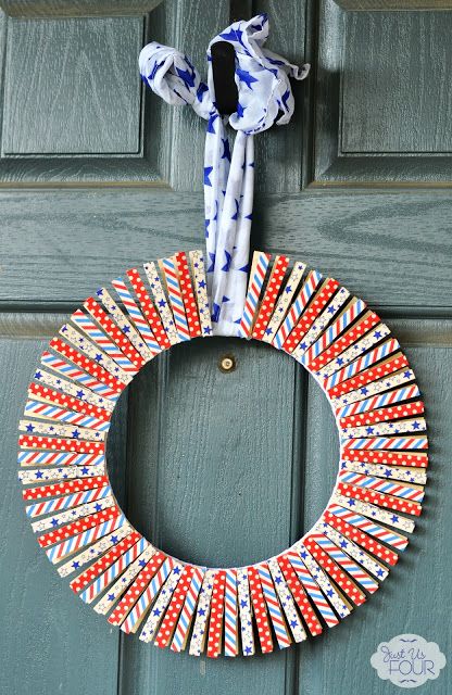 patriotic washi tape wreath