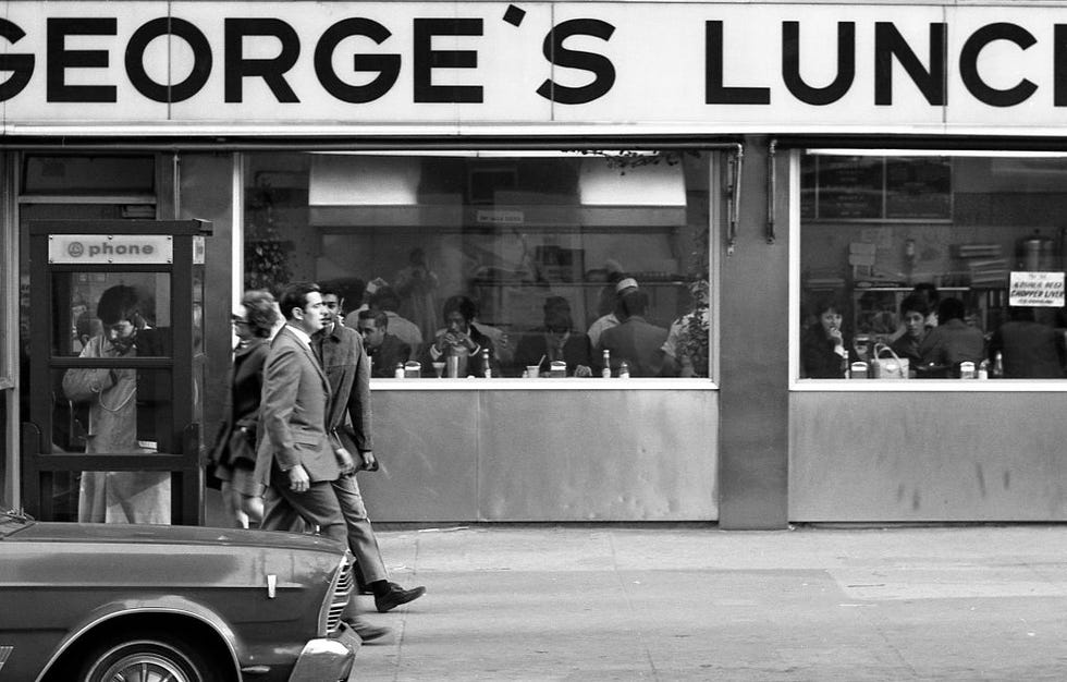 luncheonette, new york city 1970s   patrons dining