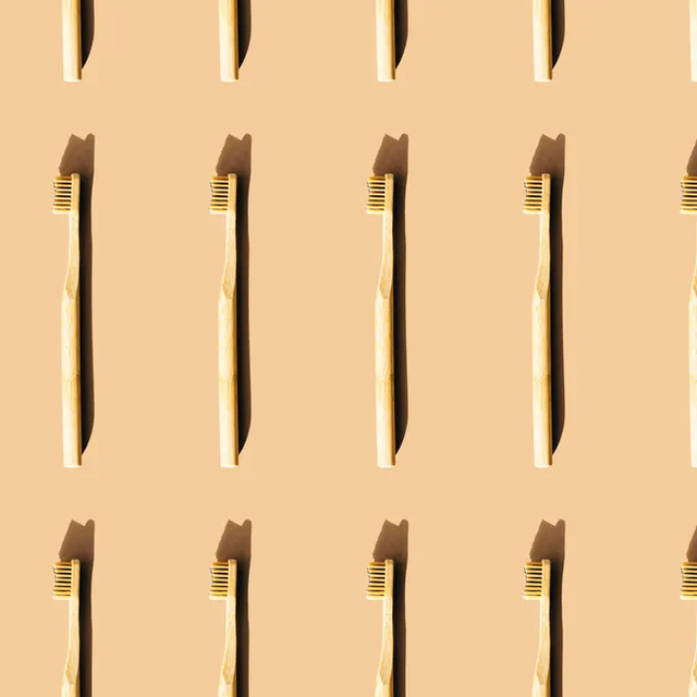 pattern of wooden toothbrushes