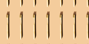 pattern of wooden toothbrushes