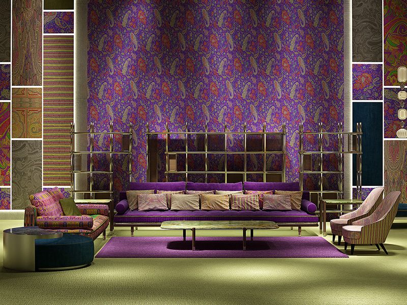 Purple, Furniture, Violet, Living room, Room, Wallpaper, Decoration, Interior design, Theatrical scenery, Couch, 