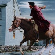 paul revere warning patriots of the impending british landings in lexington on april 18 1775 in middlesex county massachusetts illustration by ed vebell getty images