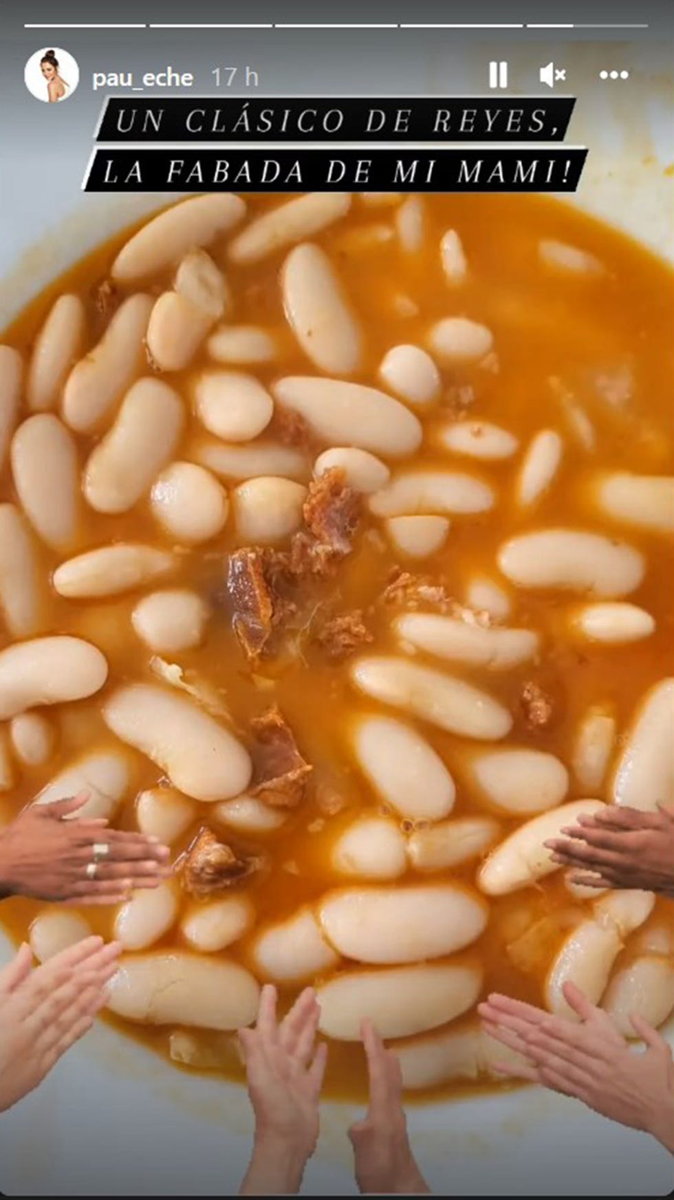 la actriz muestra cómo es la fabada que su madre cocina para celebrar los reyes