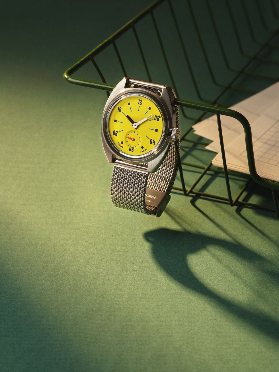 a watch on a chair