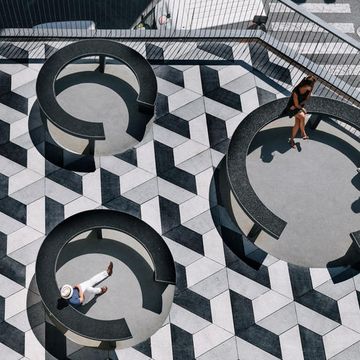 Pattern, Architecture, Design, Floor, Urban design, Maze, Art, Black-and-white, Labyrinth, Flooring, 