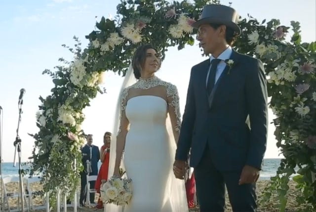 paz padilla y antonio vidal el día de su boda en cádiz en 2016