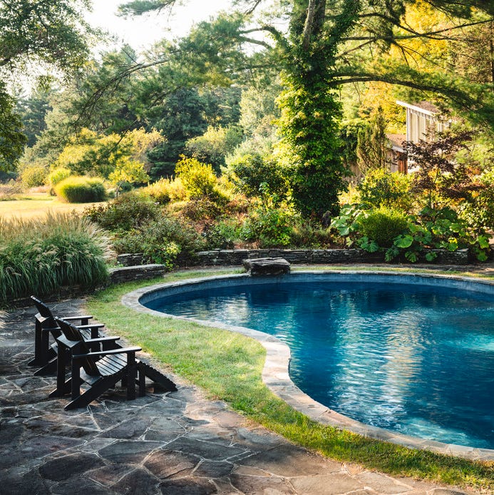 woodstock\, new york farmhouse designed by melissa anderson of oad interiors. backyard. pool. woodstock\, new york farmhouse designed by melissa anderson of oad interiors. backyard. pool.