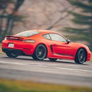 porsche cayman t at road  track's performance car of the year tests