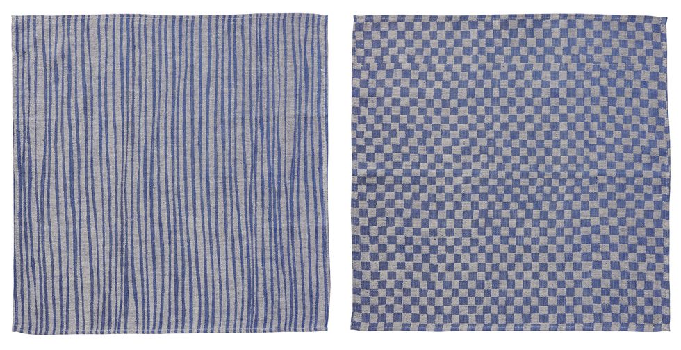 Blue, Pattern, Textile, Linens, Rectangle, Square, Woven fabric, 