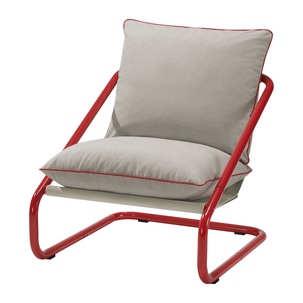 a red and white chair