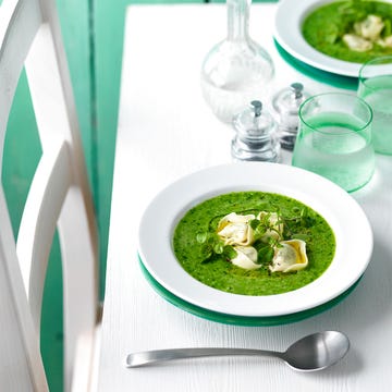 cheat's pea and tortelloni soup