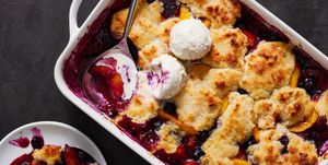 peach and blueberry cobbler