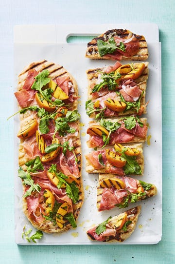 peach and prosciutto flatbreads