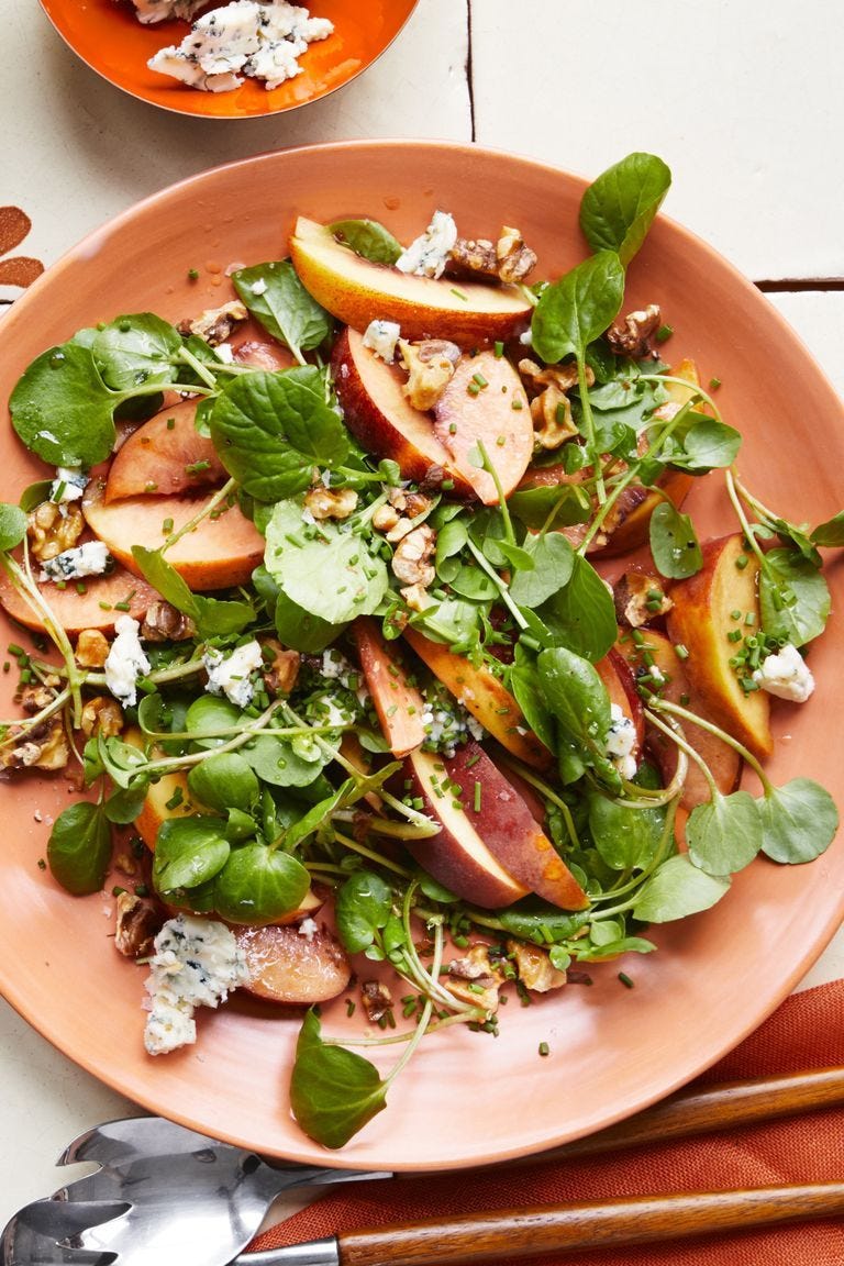 summer salads   peach blue cheese and walnut salad