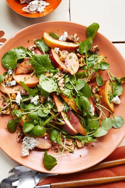 summer salads   peach blue cheese and walnut salad