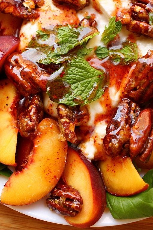 peach  burrata caprese