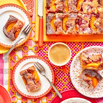 Peach Melba Traybake peach melba traybake