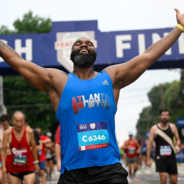 the finish line of the peachtree road race