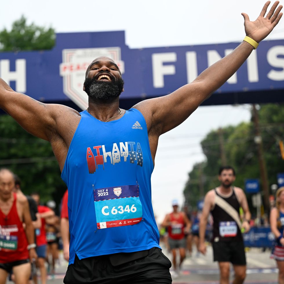 the finish line of the peachtree road race