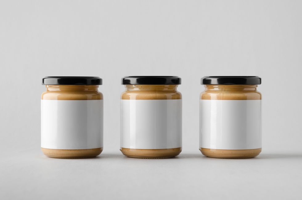 Peanut / Almond / Nut Butter Jar Mock-Up - Three Jars. Blank Label