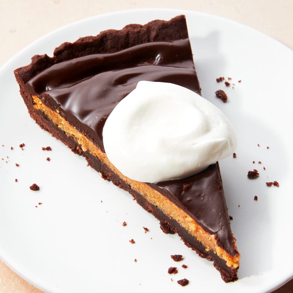 pie with a chocolate base, peanut butter filling, and chocolate top