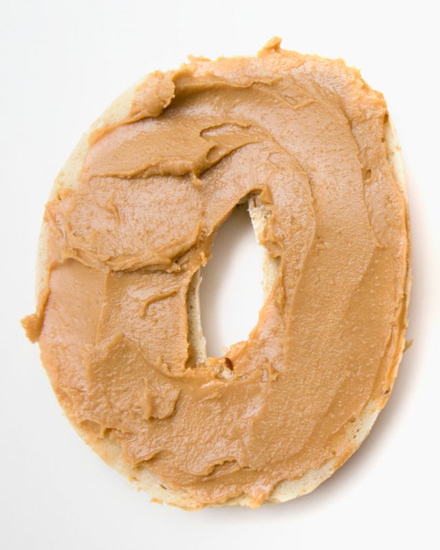 Peanut butter on bagels