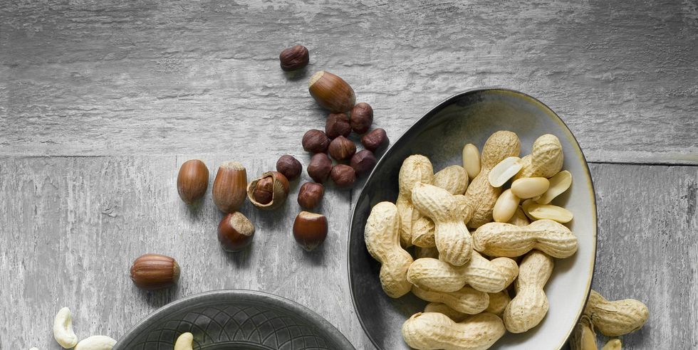 peanuts, hazelnuts, cashew nuts, brazil nuts and almonds