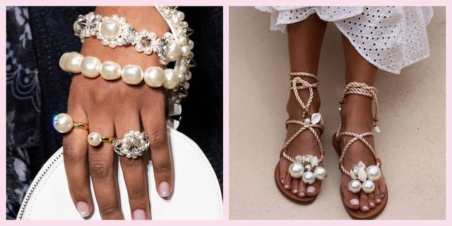 Footwear, Pearl, Nail, Sandal, Fashion accessory, Jewellery, Shoe, Finger, Hand, Ankle, 