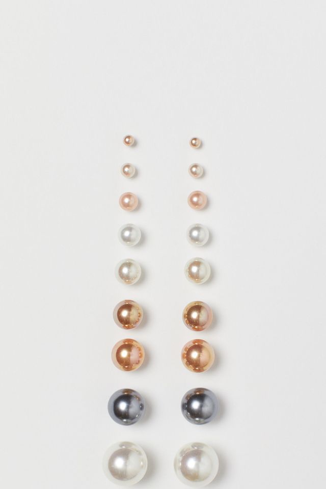set of different coloured pearl stud earrings from hm