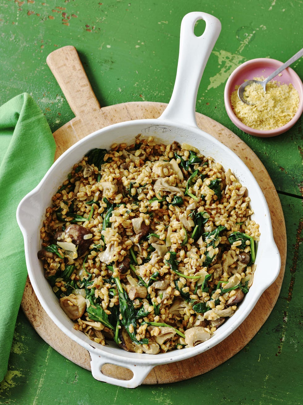 pearled spelt mushroom risotto