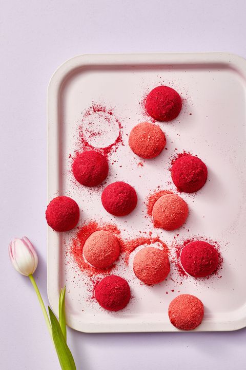 pecan berry bursts on a pink platter