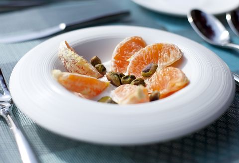 pistachios oranges and plain yogurt