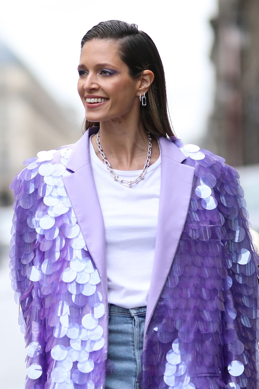 paris, france   march 01 helena bordon is seen wearing outside the giambattista valli show during paris fashion week womenswear fallwinter 20202021 day seven on march 01, 2020 in paris, france photo by jeremy moellergetty images